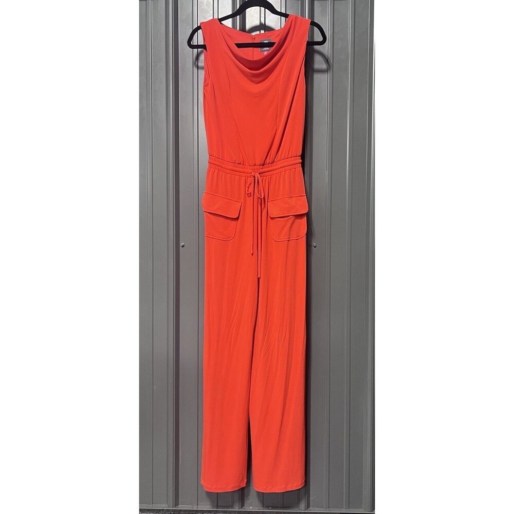 Vince Camuto Womens Orange Short Sleeves One Piece Jumpsuit Size XS